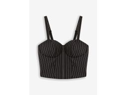 B.P.C krótki top gorsetowy czarny w cienkie paseczki r.36