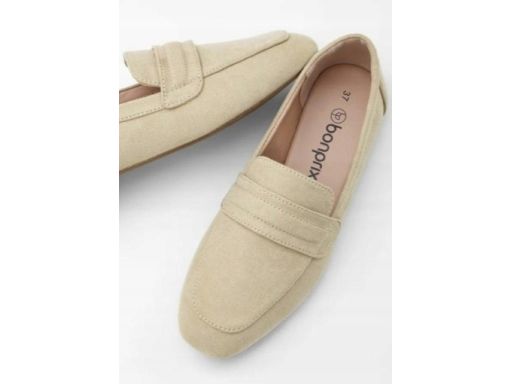 B.P.C mokasyny damskie loafersy beżowe z eko zamszu 38.