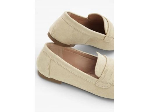 B.P.C mokasyny damskie loafersy beżowe z eko zamszu 38.