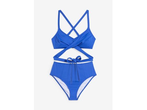B.P.C bikini bustier wiązane granatowe z figami wysoki stan ^46