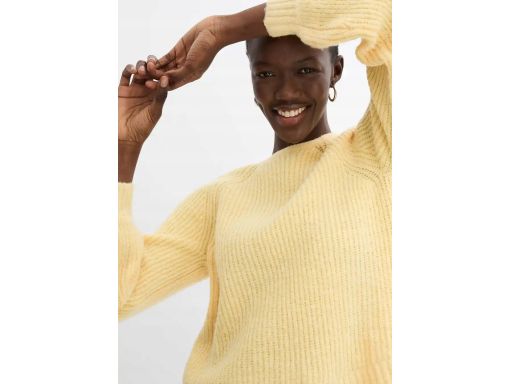 B.P.C sweter żółty z uroczymi kokardkami na plecach r.48/50