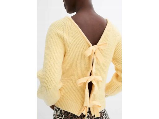 B.P.C sweter żółty z uroczymi kokardkami na plecach r.48/50