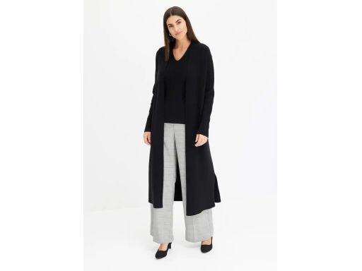 B.P.C długi sweter kardigan bez zapięcia czarny r.48/50