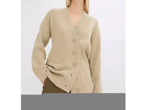 B.P.C sweter rozpinany beżowy kardigan prążkowany dłuższy r.40/42
