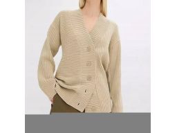 B.P.C sweter rozpinany beżowy kardigan prążkowany dłuższy r.40/42