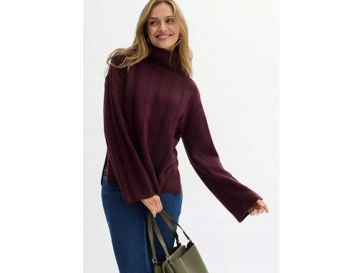 B.P.C sweter bordowy damski z golfem r.40/42