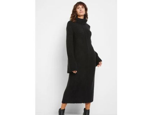 B.P.C długi sweter czarny golf z rozpięciem na dole r.44/46