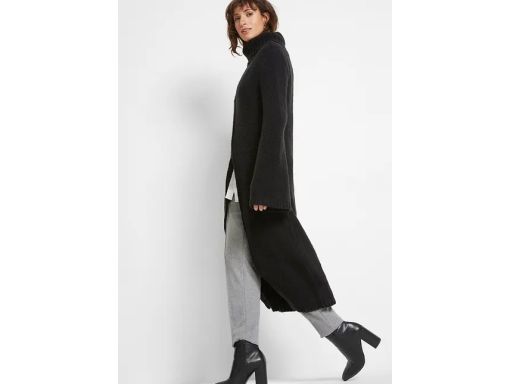 B.P.C długi sweter czarny golf z rozpięciem na dole r.44/46