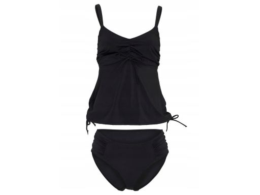 B.P.C czarne tankini na fiszbinach z marszczeniem figi w komplecie ^42