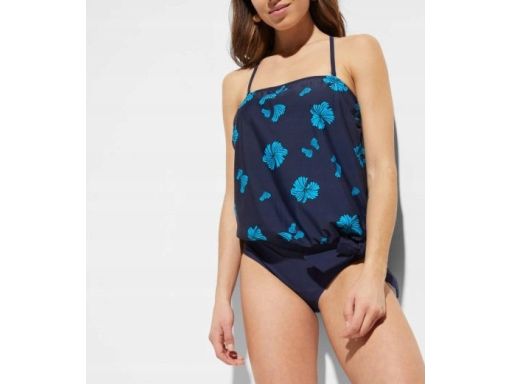 Tankini granatowe w turkusowe wzory 44.