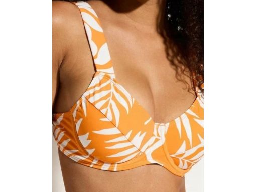 B.P.C bikini pomarańczowo-białe we wzory na fiszbinach minimizer 42 (8