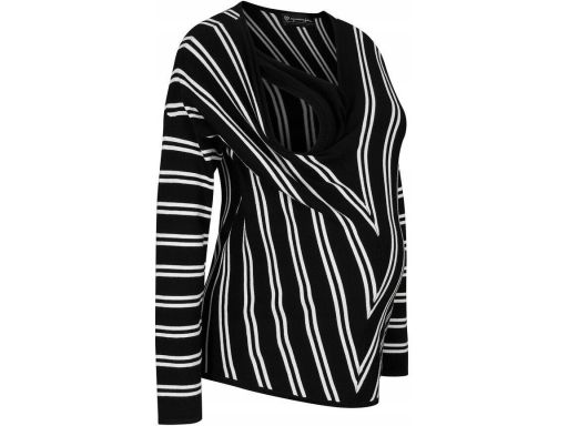 B.P.C sweter ciążowy i do karmienia czarny w paski 48/50