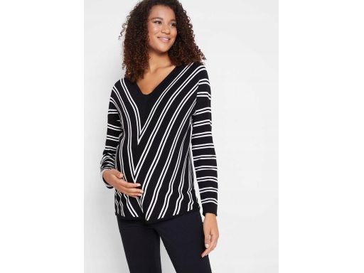 B.P.C sweter ciążowy i do karmienia czarny w paski 48/50