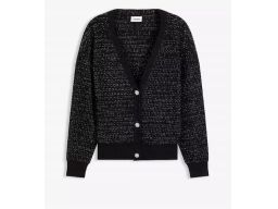 B.P.C sweter rozpinany czarny ze srebrną nitką i ozdobnymi guzikami 48