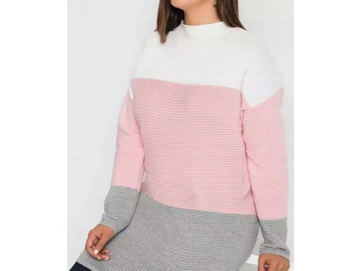 B.P.C sweterek oversize dłuższy, prążkowany w pasy 40/42.