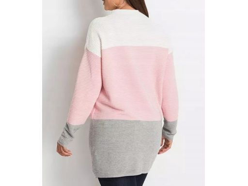 B.P.C sweterek oversize dłuższy, prążkowany w pasy 40/42.