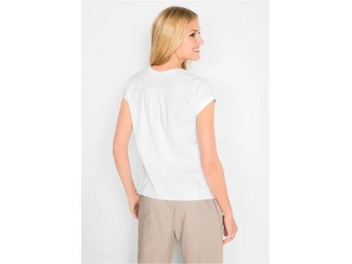 B.P.C t-shirt biały z guzikami 36/38.