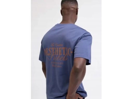 JJ REBEL t-shirt męski indigo z nadrukiem M.
