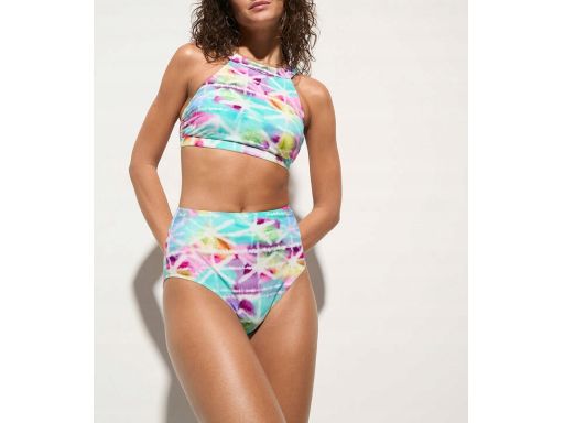 B.P.C wielokolorowe bikini bustier z figami wysoki stan r.38