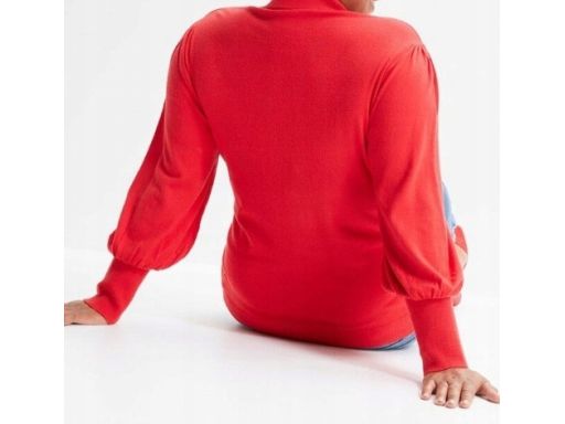 B.P.C sweter dzianinowy czerwony świąteczny z napisem z cekinów ^40/42