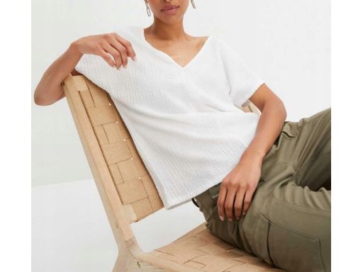B.P.C biały t-shirt oversize z krepy ^40/42