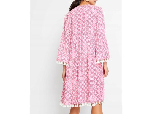 B.P.C sukienka tunikowa we wzory z frędzlami boho różowa r.36