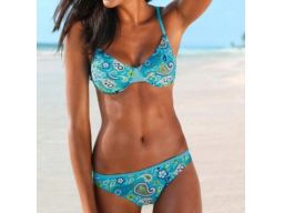 B.P.C miękkie bikini na fiszbinach i figi niebieskie we wzory ^40(80C)