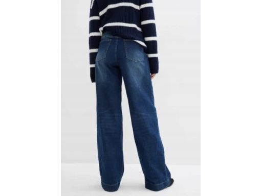 B.P.C ciemne jeansy damskie z szerokimi nogawkami gumka w pasie 48.