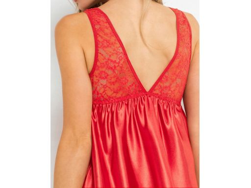 B.P.C Koszula nocna babydoll satynowa czerwona z koronką 44/46.