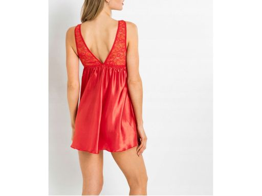 B.P.C Koszula nocna babydoll satynowa czerwona z koronką 44/46.