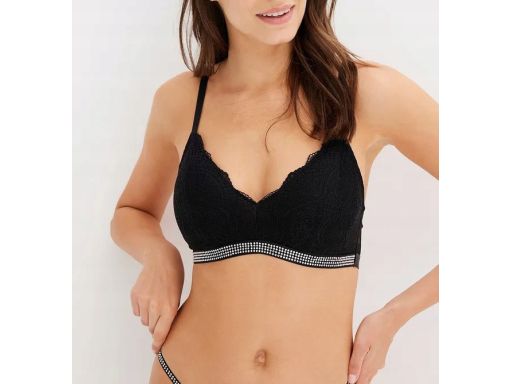 B.P.C biustonosz bustier koronkowy czarny ze sztrasami 44/46.