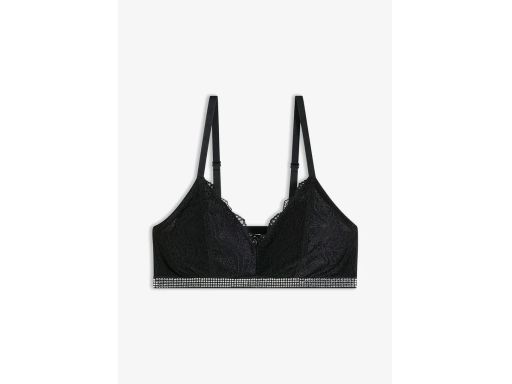 B.P.C biustonosz bustier koronkowy czarny ze sztrasami 44/46.