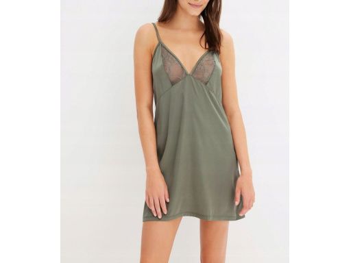 B.P.C koszula nocna z koronką satynowa khaki 40/42.