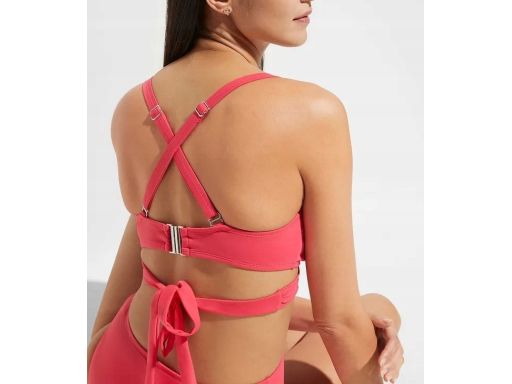 B.P.C bikini bustier wiązane różowe z figami ^44