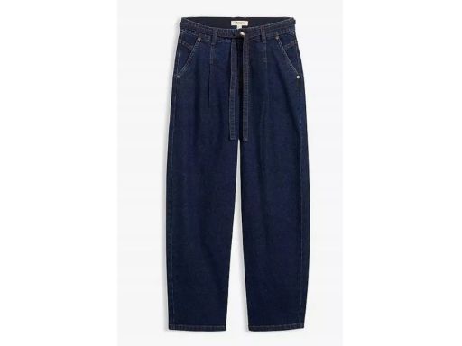 B.P.C spodnie barrel ciemny jeans damskie z wiązanym paskiem 50.