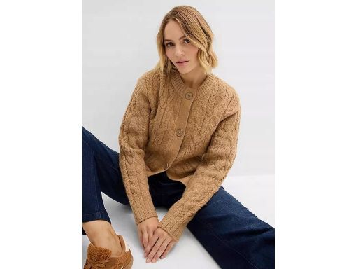 B.P.C sweter rozpinany camelowy gruby r.44/46