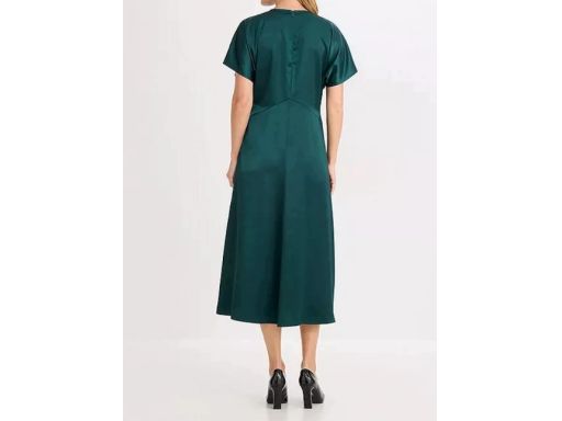 B.P.C zielona sukienka satynowa midi r.48
