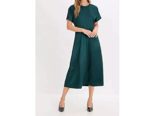 B.P.C zielona sukienka satynowa midi r.48