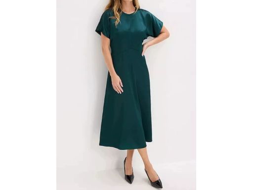 B.P.C zielona sukienka satynowa midi r.48