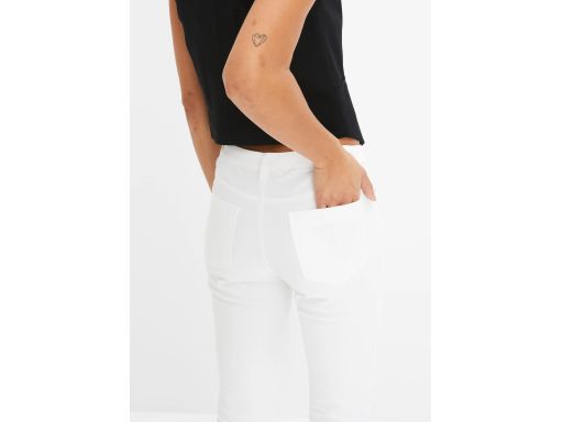 B.P.C jeansy damskie białe 7/8 ze stretchem rurki z zamkami 34.