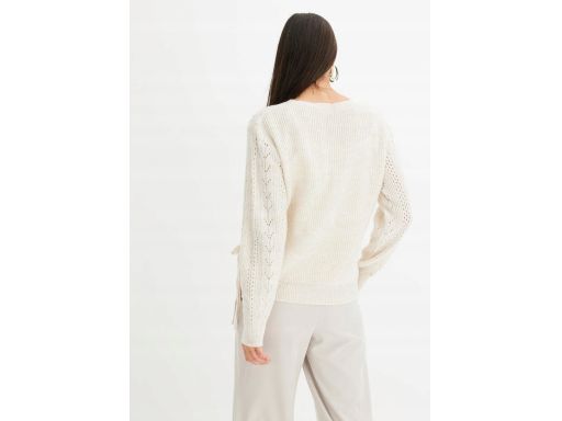 B.P.C sweter kopertowy ażurowy beżowy ^40/42