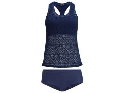 B.P.C granatowe tankini ażurowe z figami 48.