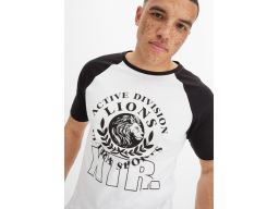 B.P.C t-shirt męski bawełniany biały z czarnym nadrukiem XXL.