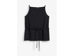 B.P.C top czarny z dzianiny pique z wiÄ…zaniem r.36/38