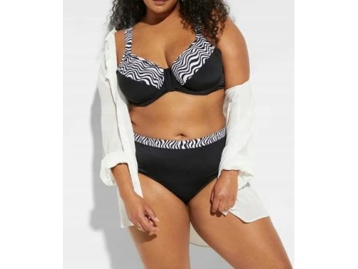 B.P.C bikini minimizer czarny wzór zebry z figami r.46 (90D)