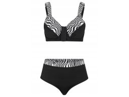 B.P.C bikini minimizer czarny wzór zebry z figami r.46 (90D)