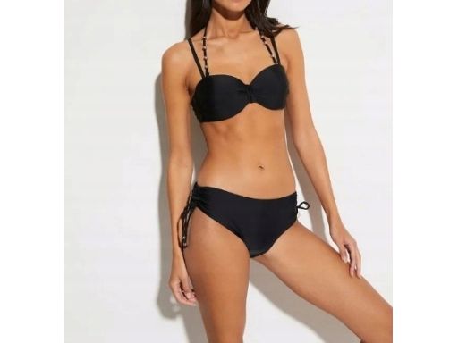 B.P.C bikini czarne ze srebrnymi koralikami z figami r.38 (75B)