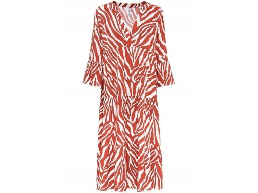 B.P.C sukienka midi z falbanką we wzory r.48