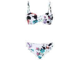 Białe bikini w kolorowe kwiatuszki usztywniane miseczki ^36(70B)