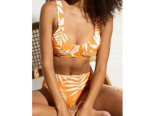 B.P.C bikini pomarańczowo-białe we wzory na fiszbinach minimizer 42 (8